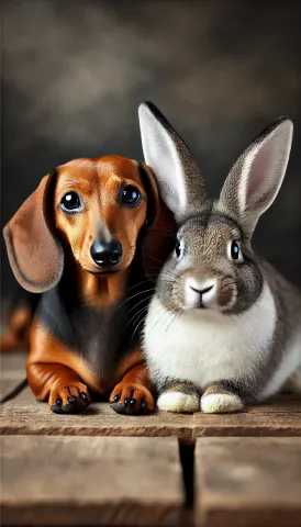 Dachshund and Rabbit Friendship